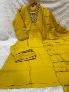 Traje Salwar de Seda de Mango y Viscosa, Diseño Indio-Pakistaní, Moderno y Exclusivo para Mujer, Ideal para Fiestas y Bodas, Ropa Étnica - Product Image 5