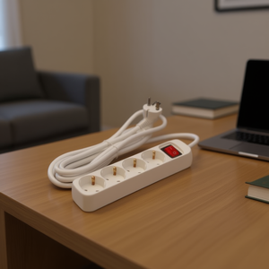 Presa Multipla a 4 Vie 3G1.5mm 3M con Interruttore, Cavo di Prolunga Bianco - Product Image 3