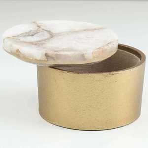 Bol en pierre polie fait main au design raffiné, base dorée, dessus en marbre blanc, vaisselle de table idéale pour offrir - Product Image 5