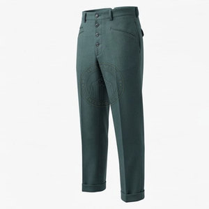 Pantalon Militaire Allemand Sur Mesure Coupe Droite Taille Moyenne Vintage Fermeture à Boutons Sûre Tissu Toile Léger Écologique Haute Qualité - Product Image 4