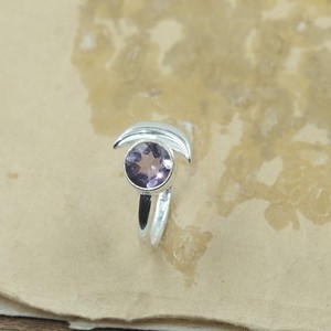 Bague en argent sterling 925 avec améthyste, forme croissant de lune, pierre précieuse violette, ajustable, bijou spirituel pour femme, cadeau pour elle - Product Image 6