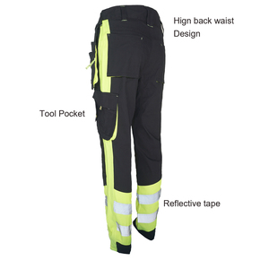Pantalon cargo haute visibilité pour homme, vêtement de sécurité, pantalon réfléchissant avec cordon de serrage, salopette haute visibilité pour la route - Product Image 4