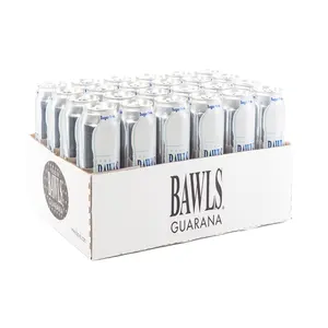 BAWLS原装苏打水零糖，含瓜拿纳咖啡因苏打水能量饮料16盎司罐 (48箱)