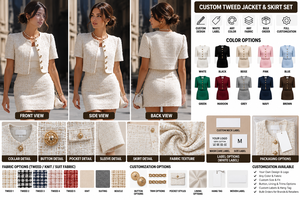 Conjunto de Falda de Tweed de 3 Piezas para Mujer |   Conjunto de Chaqueta Corta y Minifalda |   Conjunto Elegante Estilo Blazer con Falda para Mujer - Product Image 4