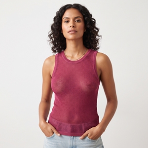 Top de malla ligero al por mayor, 100% poliéster, sin mangas, para mujer, ropa de club, top de malla transparente para mujer - Product Image 6