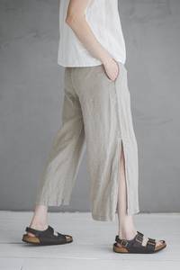Pantalon de pyjama décontracté pour femme en lin, motif floral vintage, écologique, respirant, séchage rapide, coupe régulière, taille élastique, ODM - Product Image 3