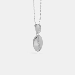 14K White Gold Oval Swirl Lab Grown Diamond Pendant Necklace - Product Image 1