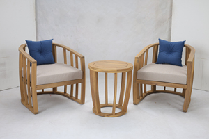 Ensemble de salon de jardin Acacia 4 places, mobilier d'extérieur contemporain, bois massif, résistant aux intempéries, finition naturelle - Product Image 4