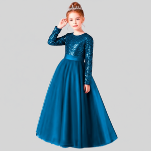 Robe de soirée princesse en velours brodé de sequins Morpichh pour filles, en tulle souple, pour événements, vente en gros OEM ODM - Product Image 5