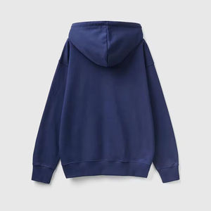 Sweat-shirt à capuche zippé intégral bleu marine épais personnalisé, coupe oversize unisexe, en molleton de coton vierge, style streetwear uni - Product Image 6