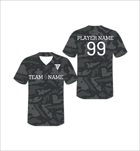 เสื้อเบสบอลแบบกำหนดเอง คอวี แขนสั้น ลายพรางพิมพ์ลายแบบซับลิเมชั่น โพลีเอสเตอร์ดูดซับความชื้น พิมพ์ชื่อทีม สำหรับผู้ชาย ทุกฤดูกาล - Product Image 1
