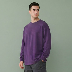 T-shirts amples de style boxy pour hommes, 100% coton respirant, manches longues, vêtements décontractés pour hommes, coupe ample, col rond, tee-shirt boxy - Product Image 3