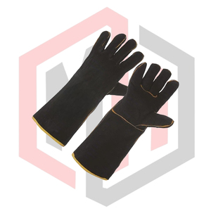 Gants de soudage noirs en cuir de vachette de haute qualité, confortables, protection du devant du bras, manchette de sécurité, antistatiques, résistants aux déchirures - Product Image 2