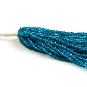 Perles facettées rondes en apatite bleu néon naturel, perles en apatite néon pour la création de bijoux, brin de 16 pouces, 3-4 mm, perles de pierres précieuses - Product Image 3