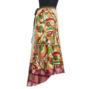 Bollywood 2 Layer Reversible Magic Silk Sari <b>Wrap</b> Long <b>Skirt</b> Party Evening <b>Skirt</b> Cool <b>Wrap</b> <b>Skirt</b> Indian Silk Sarong Beach Pareo - Product Image 1