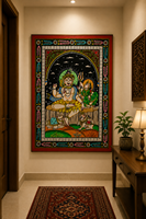 Картина Pattachitra с изображением Шивы, сидящего с Парамити, иногда просто называемая Шива-Парамити, для интерьера гостиной.