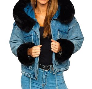 Women Casual Printed <b>Denim</b> <b>Jacket</b> Oversized Down <b>Long</b> Sleeve Vintage Jean Coat Pockets Floral Embroidery Fashion Trendy - Product Image 4