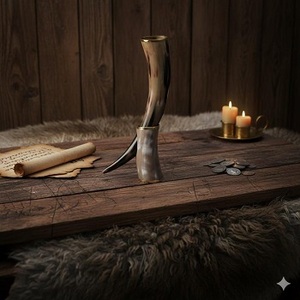 Cuerno de Búfalo para Beber con Soporte, Calidad Estándar para Hotel, Bar, Cuerno de Vaca Real, para Bodas y Fiestas, Diseño Personalizado - Product Image 1