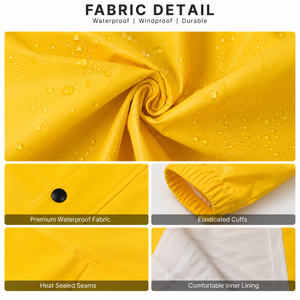 Custom Yellow PVC Waterproof Rain Suit with Hood Heavy Duty Rain <b>Jacket</b> and Pants Windproof Outdoor Fishing Hiking Work Rain Use - Product Image 5
