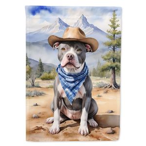 Multicolor Pit Bull Terrier Cowboy Welcome <b>Garden</b> <b>Flag</b> Mailbox Decorative Yard Banner for Patio Artwork Flower Beds <b>Garden</b> Size - Product Image 1