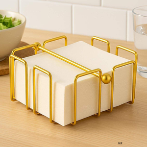 Classy Rectangle Golden Metal Eco-friendly Handmade Modern Decorative Tissue <b>Box</b> Facial Napkin Holder Dispenser for Bathroom - Product Image 6