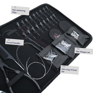 Kit de pinces professionnelles noires pour extensions capillaires avec pinces de pose et d'ouverture de micro-anneaux, coupe-fil et accessoires de sectionnement - Product Image 4