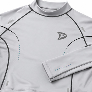 Men's Breathable Polyester/Nylon 220g Full Sleeve Rash Guard Gray Raised Rubber Print Quick Dry Sport Top - Product Image 3