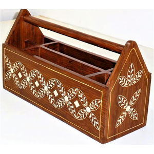 Wholesale Custom Rustic Wooden Beer Caddy 6 Pack <b>Bottle</b> Carrier <b>Storage</b> Box <b>Rack</b> Holder Container Basket With Handle For Bar - Product Image 5