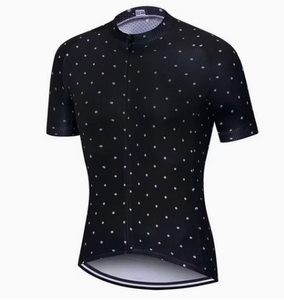 Maillot de cyclisme respirant à manches courtes, haut de sport à pois avec poche pour la pratique du vélo en été - Product Image 1