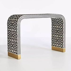 Mesa Consola Opulenta con Incrustaciones de Hueso, Mueble de Mosaico de Lujo con Patrones Intrincados Hechos a Mano para Decoración de Interiores de Hoteles y Residencias - Product Image 2