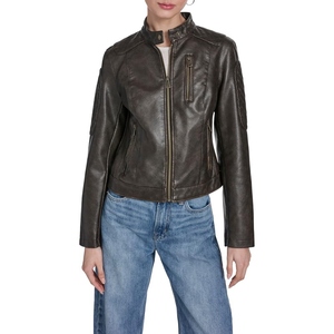 Ladies PU leather <b>jacket</b> classic biker design soft premium leather stylish fashion winter outerwear - Product Image 3