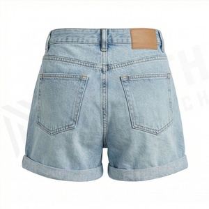 Shorts en jean taille mi-haute très extensibles pour femme, grandes tailles, décontractés, tendance, effet délavé, styles estivaux, streetwear branché - Product Image 2