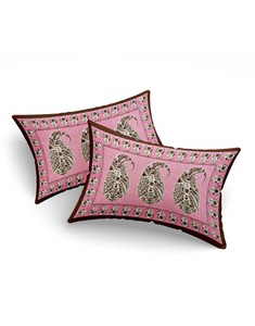 Juego de Sábanas de Algodón King Size Gulmohar Rosa Paisley con Estampado a Mano y Fundas de Almohada para Hogar y Hotel - Product Image 2