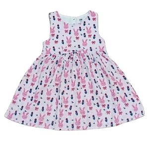 Vestido de princesa informal de verano para niñas, nuevo diseño, 100% de algodón, camisetas sin mangas de punto transpirables, cuello redondo, manga abullonada, Floral, dulce bonito - Product Image 5