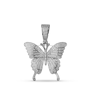 925 Sterling Silver Rhodium Plated Iced Out Moissanite Diamond Butterfly Pendant Charm Gift for <b>Girlfriend</b> Hip Hop Party Jewelry - Product Image 3