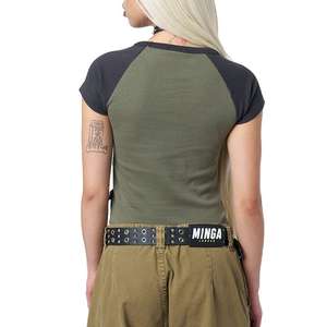 Camiseta Corta para Mujer, Estilo Baby Tee, Manga Corta, Ajustada, Informal, Básica, de Algodón Elástico, Verano, Linda, Ajustada, Esencial para Streetwear - Product Image 5