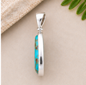 Pendentif en turquoise Mohave, pendentif en argent sterling 925, bijoux en pierre précieuse bleu-vert, pendentif bohème sud-ouest - Product Image 2