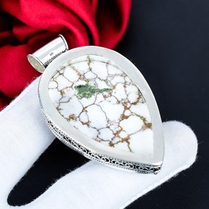 Colgante de Plata de Ley 925 con Jaspe Caballo Salvaje Blanco, Hecho a Mano, con Piedras Preciosas, Joyería Artesanal Boho, Regalo para Mujer - Product Image 5