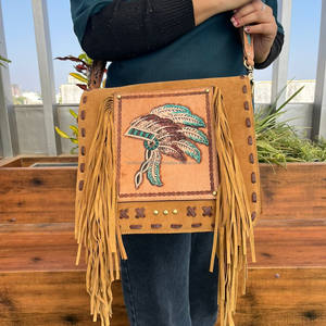 Gran oferta 2024, bolso cruzado con flecos ocultos de cuero de ante mecanizado a mano de alta calidad para mujer, bolso de mensajero de gran capacidad - Product Image 2