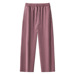 Pantalon de survêtement polaire oversize unisexe, streetwear, chaud pour l'hiver, coupe droite ample, avec logo personnalisé, style universitaire - Product Image 1