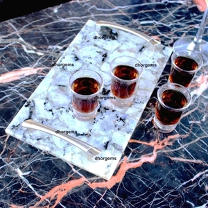 Plateau de service en marbre naturel de haute qualité, personnalisé par un fabricant professionnel, plateau de présentation de bijoux en marbre, plateau de vanité - Product Image 5