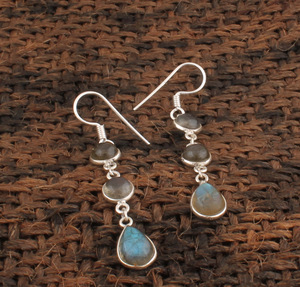 Natural Labradorite 925 <b>Sterling</b> <b>Silver</b> <b>Drop</b> <b>Earrings</b> Luxury Wedding Party Jewelry for Women - Product Image 6