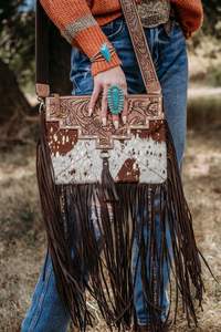 Bolso Bandolera de Cuero Vacuno con Flecos Estilo Western – Bolso de Hombro Boho Vintage Hecho a Mano con Borlas Largas para Mujer - Product Image 3