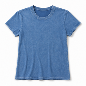 T-shirt vintage délavé pour femme en coton doux, col rond, coupe décontractée oversize, teint en pièce, idéal pour le streetwear - Product Image 1