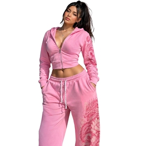 Ensemble sweat-shirt à capuche zippé bleu marine uni pour femme, pantalon en polyester tricoté à manches longues, respirant, vêtements d'hiver décontractés - Product Image 1