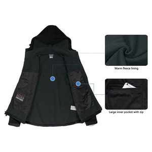 Chaqueta con Capucha Negra Cortavientos para Hombre y Mujer, Manga Larga, Poliéster, Ropa de Invierno, Logotipo en la Manga Izquierda - Product Image 3