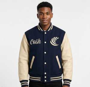 แจ็คเก็ต Letterman Varsity แบบพรีเมียมสั่งทำพิเศษ แจ็คเก็ตบอมเบอร์ปักลายผ้าขนสัตว์และหนัง ขายส่งโดย COSH International - Product Image 4