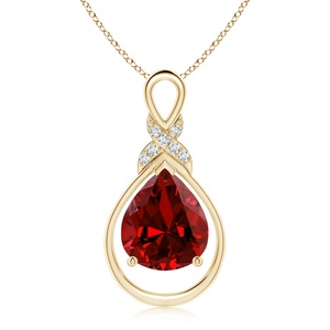 Pendentif en or massif 14k 18k avec rubis rouge naturel en forme d'infini et motif 'X' en diamant, bijoux fins de haute qualité, collier en pierres précieuses - Product Image 1