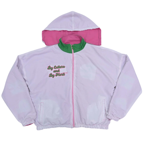 AKA Reversible Pink White Windbreaker <b>Women</b> <b>Lightweight</b> <b>Jacket</b> Dual Color Sorority Apparel Casual Premium Outerwear - Product Image 1