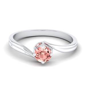 Anillo de compromiso REYES de lujo con gema de morganita de 0.5 quilates de corte redondo, nuevo diseño, oro macizo de 14K y diamantes para mujer - Product Image 5